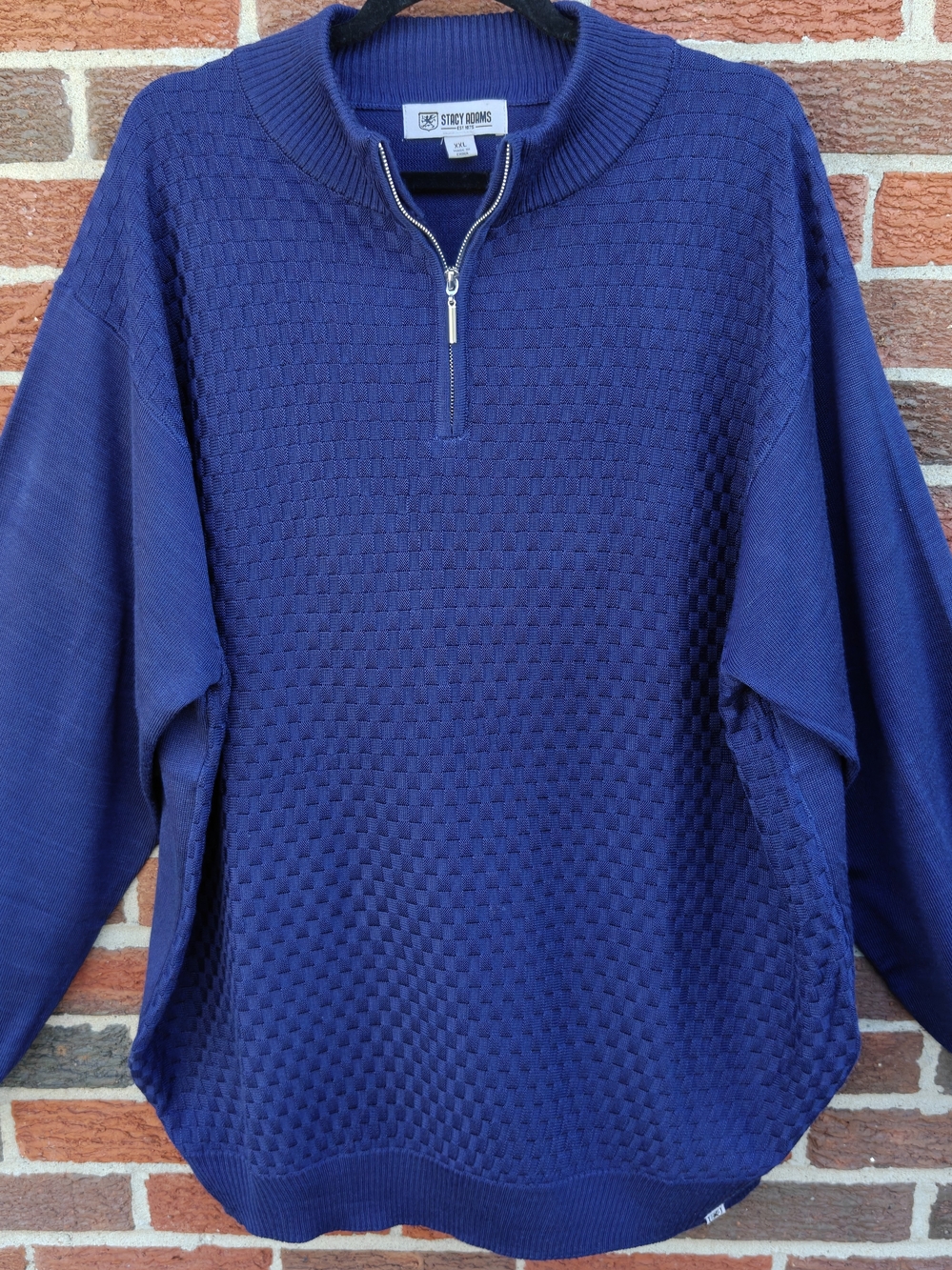 STACY ADAMS Men's Quarter Zipped Pullover Sweater Size XXL Blue